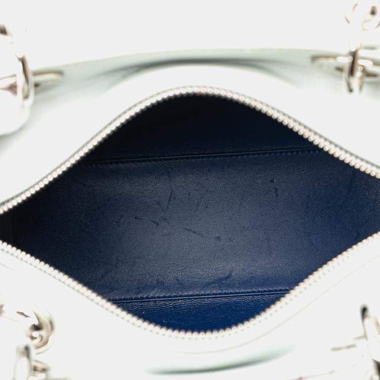 Pre Owned Dior White Medium Calfskin Embroidered Flower Lady Dior