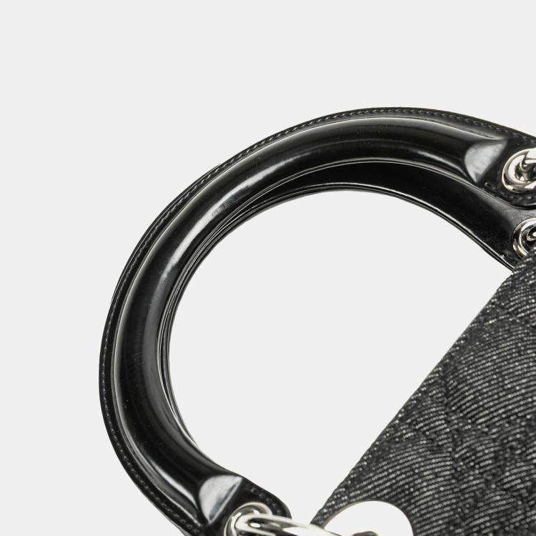 مملوكة مسبقًا Dior Black Large Denim Cannage Lady Dior