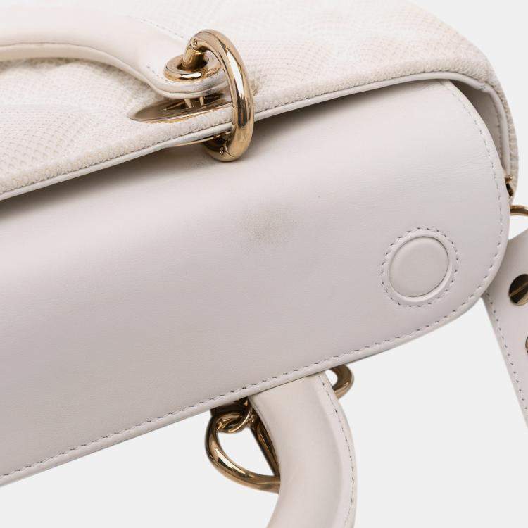 Pre Owned Dior White Medium Technical Fabric Macrocannage Lady D Joy