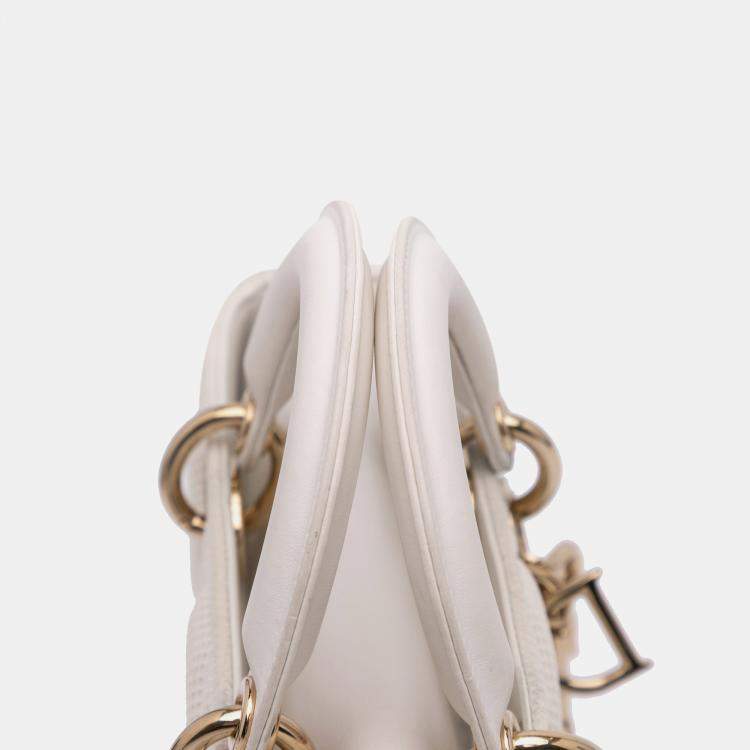 Pre Owned Dior White Medium Technical Fabric Macrocannage Lady D Joy