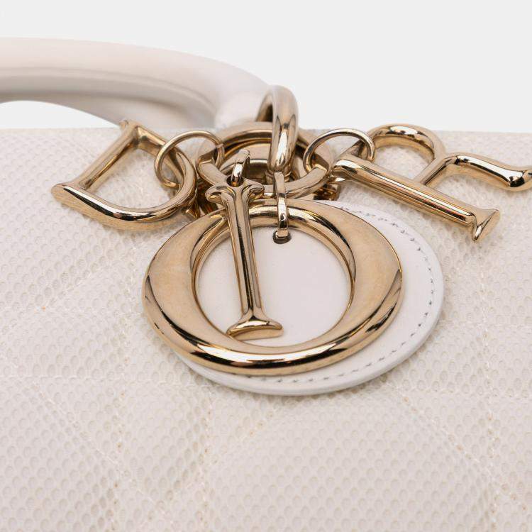 Pre Owned Dior White Medium Technical Fabric Macrocannage Lady D Joy