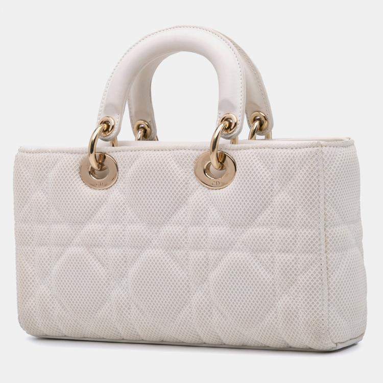 Pre Owned Dior White Medium Technical Fabric Macrocannage Lady D Joy