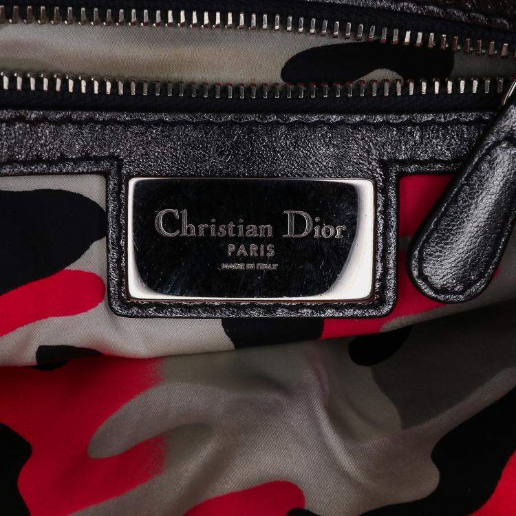 Pre Owned Dior Grey Anselm Reyle Medium Metallic Lambskin Cannage Lady Dior