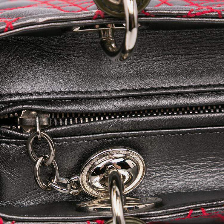 Pre Owned Dior Grey Anselm Reyle Medium Metallic Lambskin Cannage Lady Dior