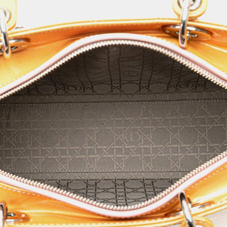 Pre Owned Dior Brown Large Patent Cannage Lady Dior