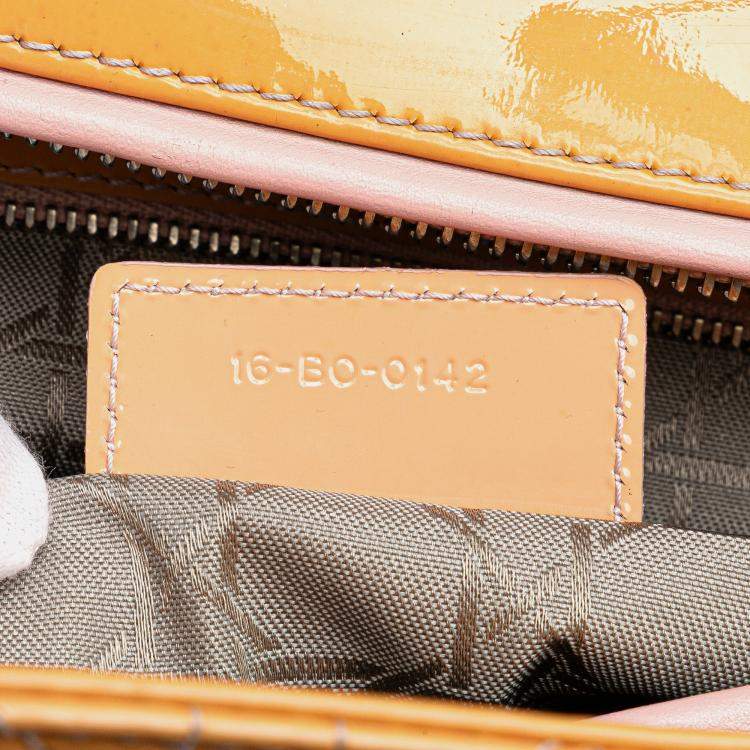 Pre Owned Dior Brown Large Patent Cannage Lady Dior