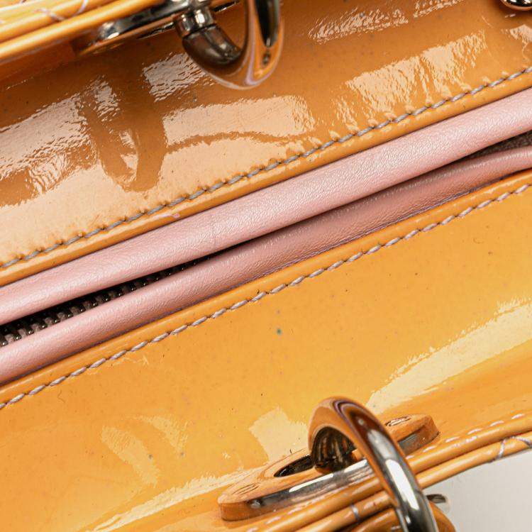 Pre Owned Dior Brown Large Patent Cannage Lady Dior