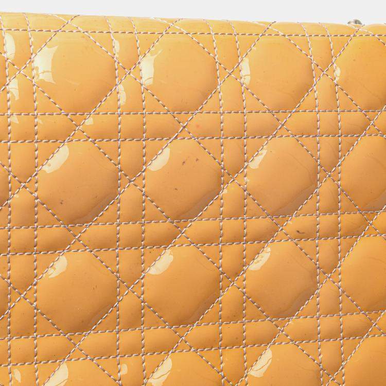 Pre Owned Dior Brown Large Patent Cannage Lady Dior