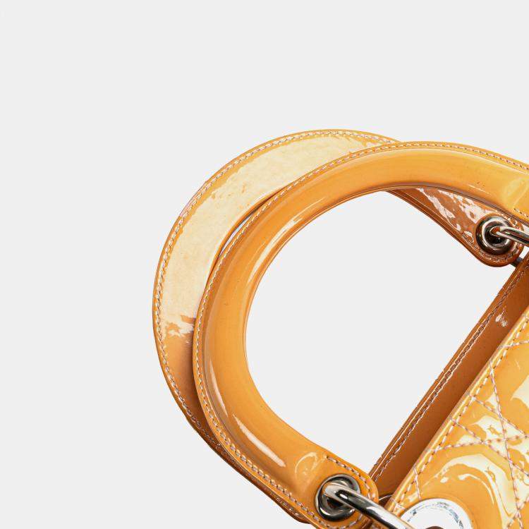 Pre Owned Dior Brown Large Patent Cannage Lady Dior