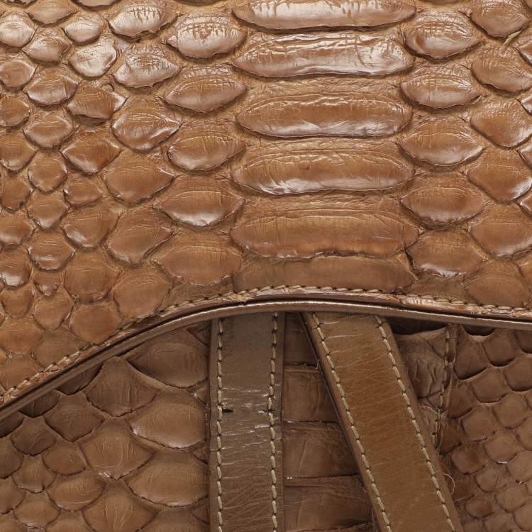 مملوكة مسبقًا Dior Saddle Beige Patent Leather and Python Leather Saddle Bag