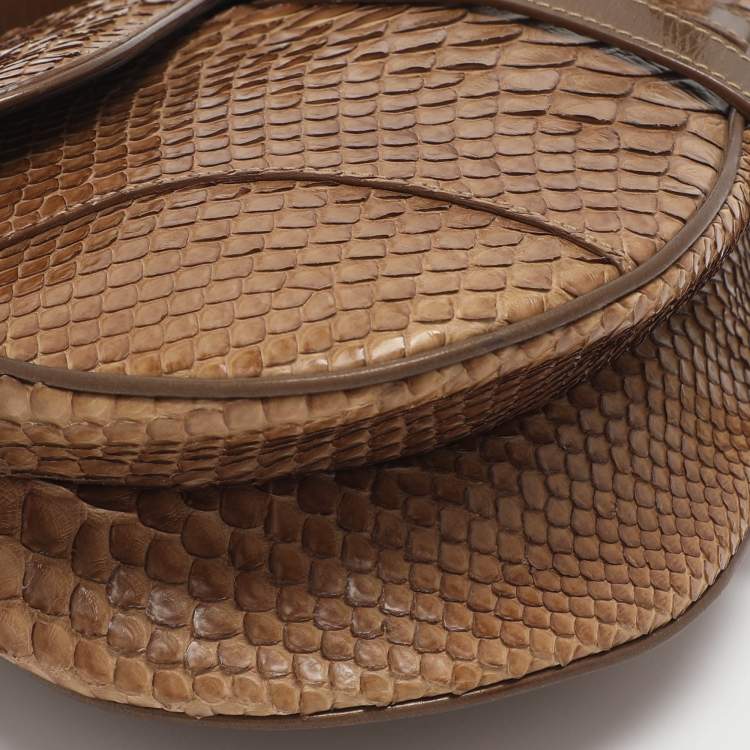مملوكة مسبقًا Dior Saddle Beige Patent Leather and Python Leather Saddle Bag