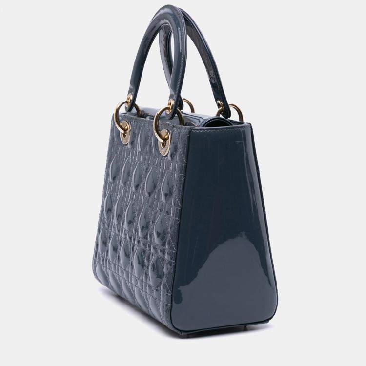 مملوكة مسبقًا Dior Blue Medium Patent Cannage Lady Dior