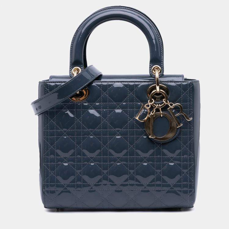مملوكة مسبقًا Dior Blue Medium Patent Cannage Lady Dior
