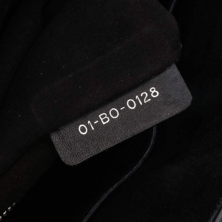 Pre Owned Dior Black White Medium Calfskin Checkered Lady Dior