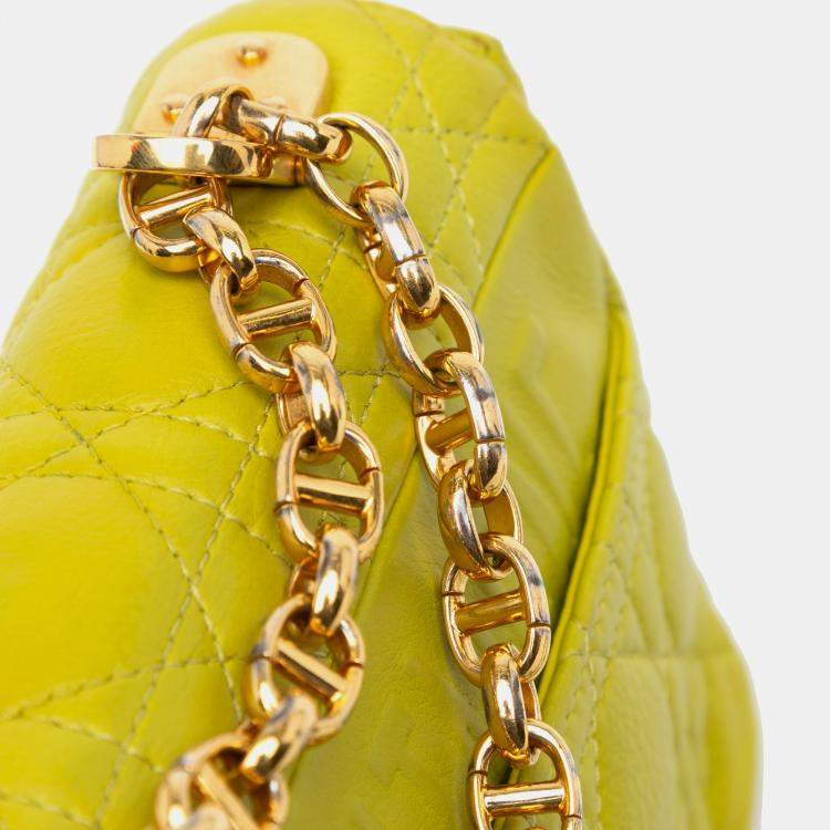 Pre Owned Dior Yellow Small Calfskin Cannage Caro Bag