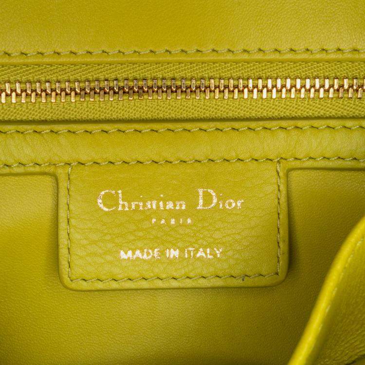 Pre Owned Dior Yellow Small Calfskin Cannage Caro Bag