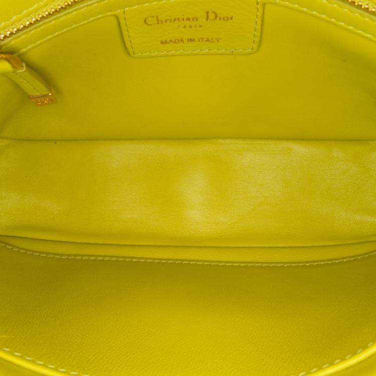 Pre Owned Dior Yellow Small Calfskin Cannage Caro Bag