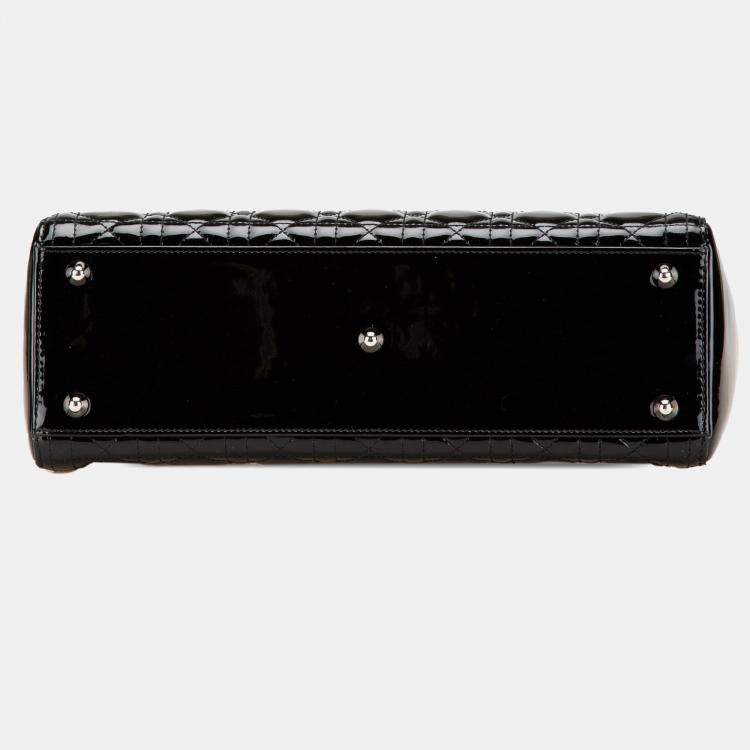 Pre Owned Dior Black Large Patent Cannage Lady Dior
