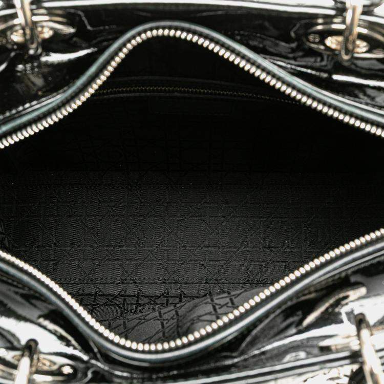 Pre Owned Dior Black Large Patent Cannage Lady Dior
