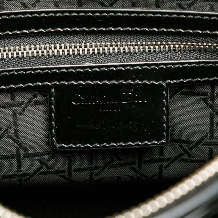 Pre Owned Dior Black Large Patent Cannage Lady Dior