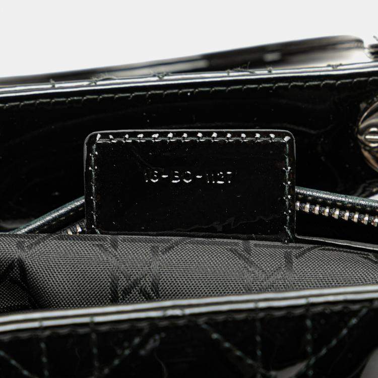Pre Owned Dior Black Large Patent Cannage Lady Dior