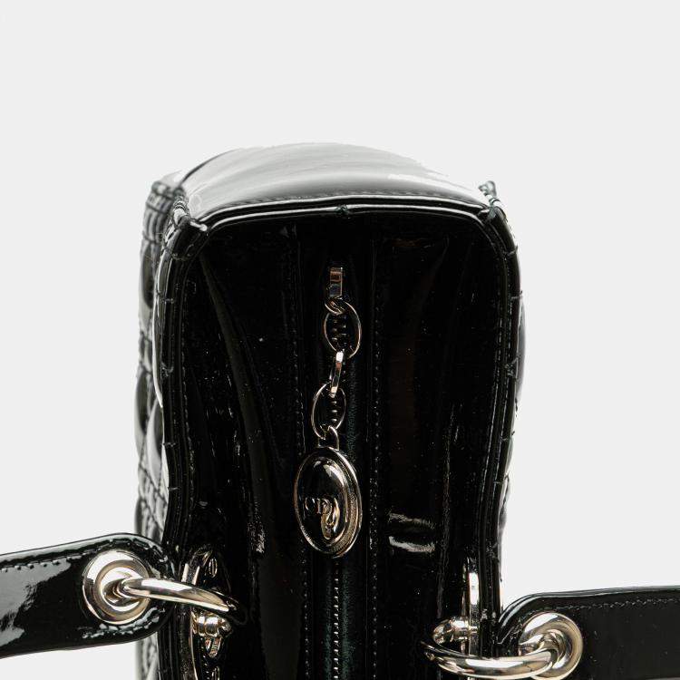 Pre Owned Dior Black Large Patent Cannage Lady Dior