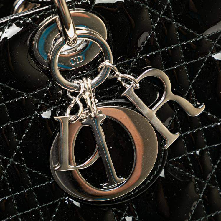 Pre Owned Dior Black Large Patent Cannage Lady Dior
