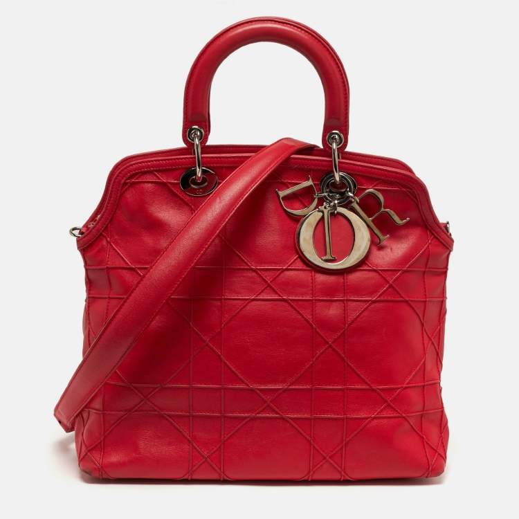 مملوكة مسبقًا Dior Granville Red Cannage Leather Tote