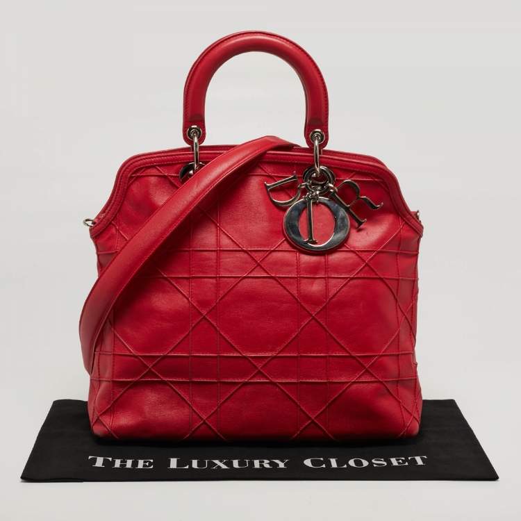 مملوكة مسبقًا Dior Granville Red Cannage Leather Tote