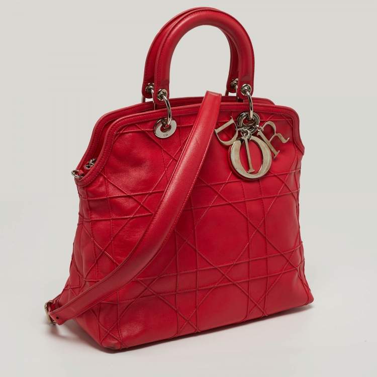 مملوكة مسبقًا Dior Granville Red Cannage Leather Tote