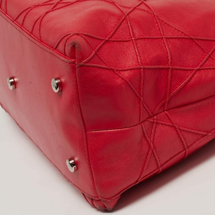 مملوكة مسبقًا Dior Granville Red Cannage Leather Tote