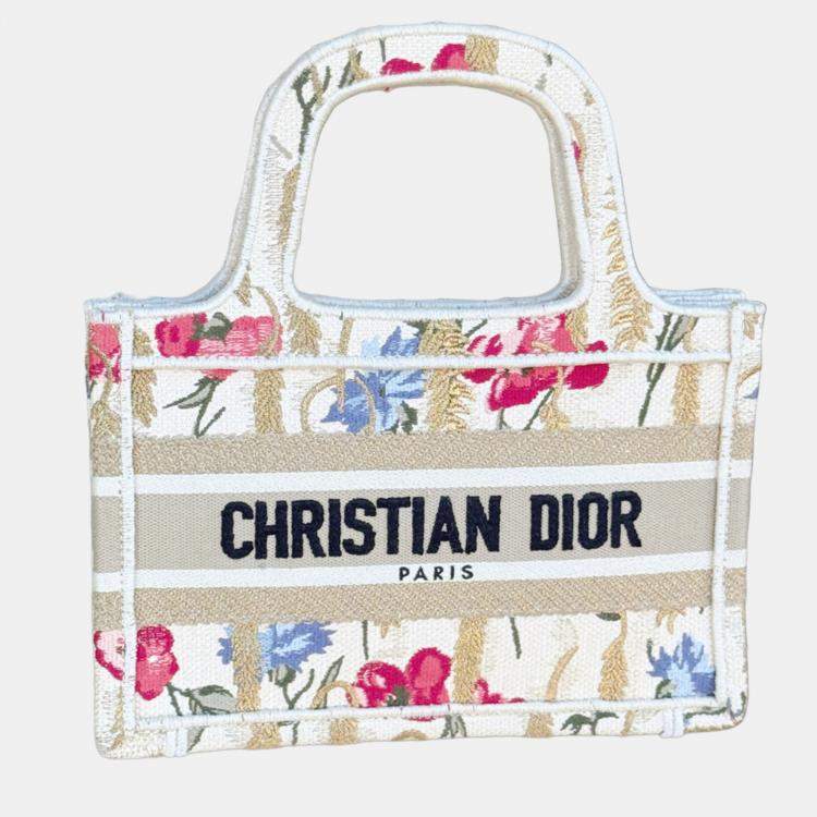 Pre Owned Dior Limited edition hibiscus embroidered mini tote