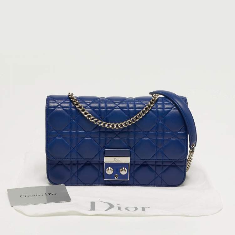 Pre Owned Dior Miss Dior Promenade Blue Cannage Leather Chain Bag