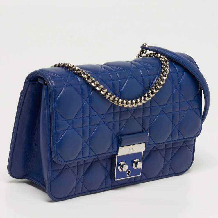 Pre Owned Dior Miss Dior Promenade Blue Cannage Leather Chain Bag
