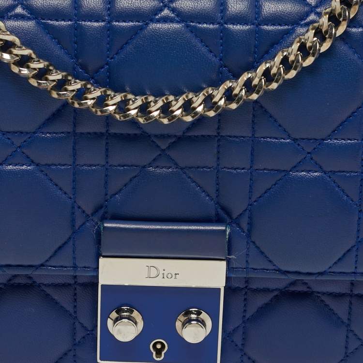 Pre Owned Dior Miss Dior Promenade Blue Cannage Leather Chain Bag