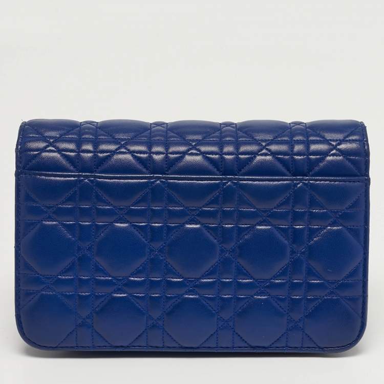 Pre Owned Dior Miss Dior Promenade Blue Cannage Leather Chain Bag