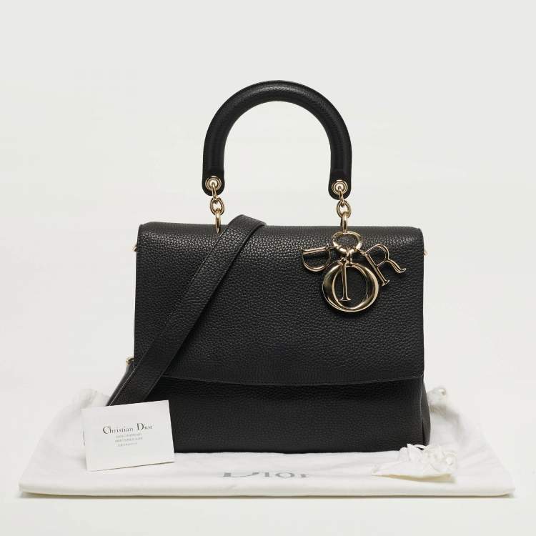 Pre Owned Dior Be Dior Medium Black Leather Top Handle Bag