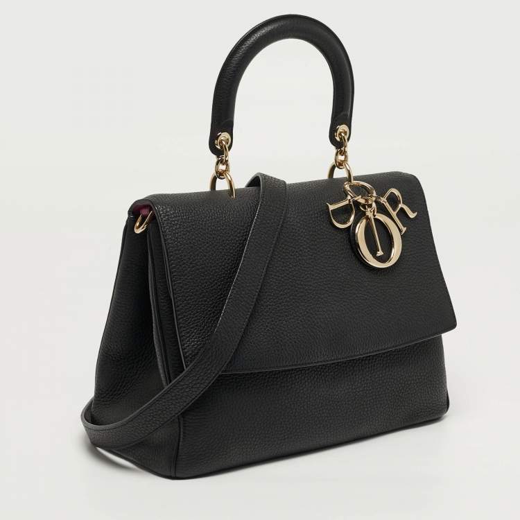 Pre Owned Dior Be Dior Medium Black Leather Top Handle Bag