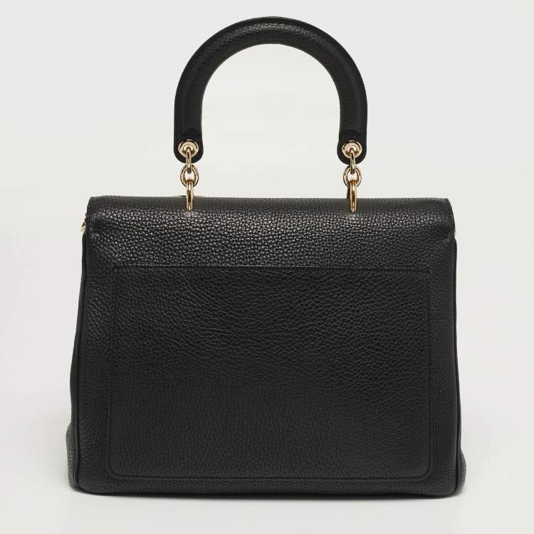 Pre Owned Dior Be Dior Medium Black Leather Top Handle Bag