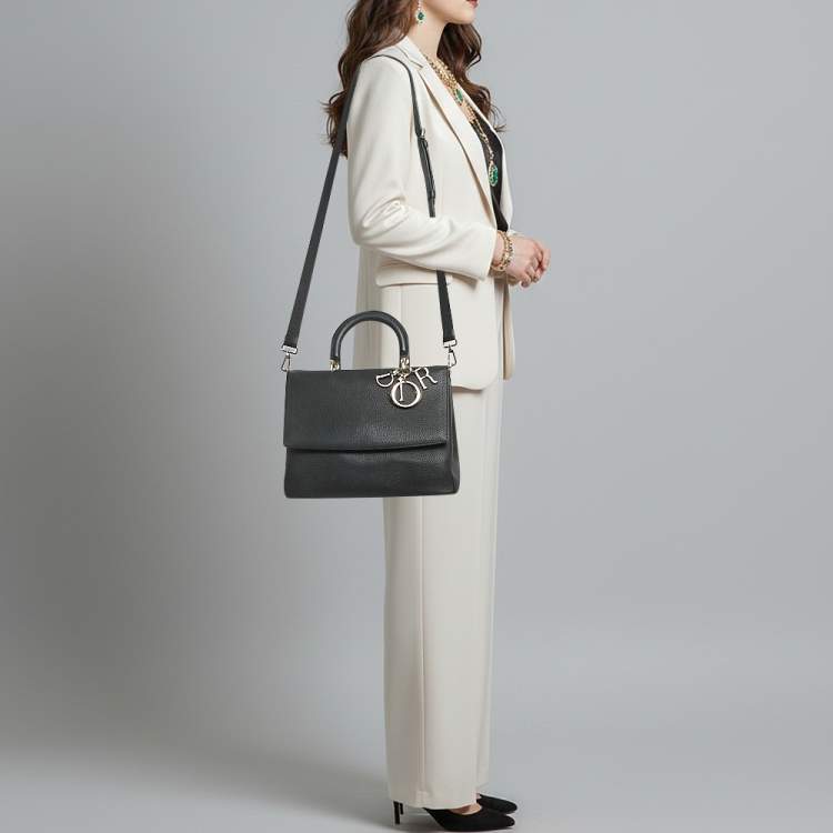 Pre Owned Dior Be Dior Medium Black Leather Top Handle Bag