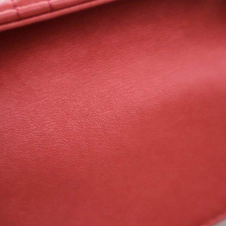 Pre Owned Dior Red Mini Iridescent Lambskin Cannage Lady Dior