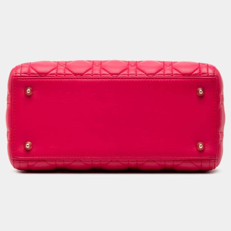 مملوكة مسبقًا Dior Pink Medium Lambskin Cannage Lady Dior