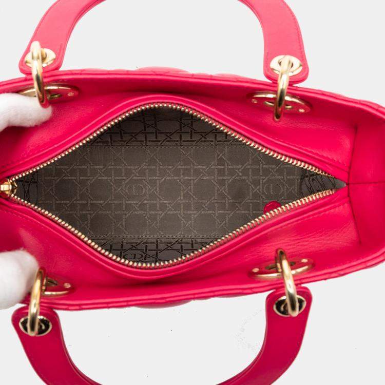 مملوكة مسبقًا Dior Pink Medium Lambskin Cannage Lady Dior
