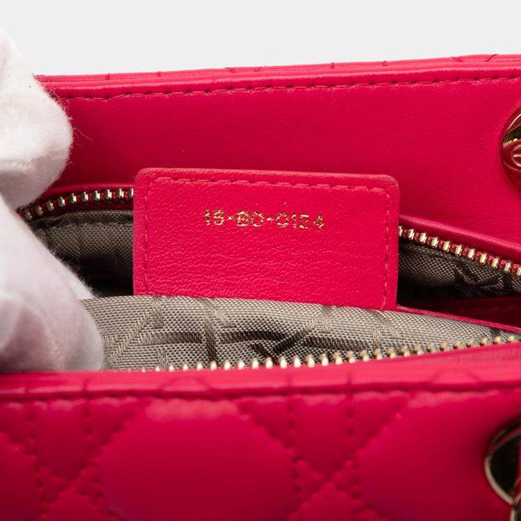 مملوكة مسبقًا Dior Pink Medium Lambskin Cannage Lady Dior