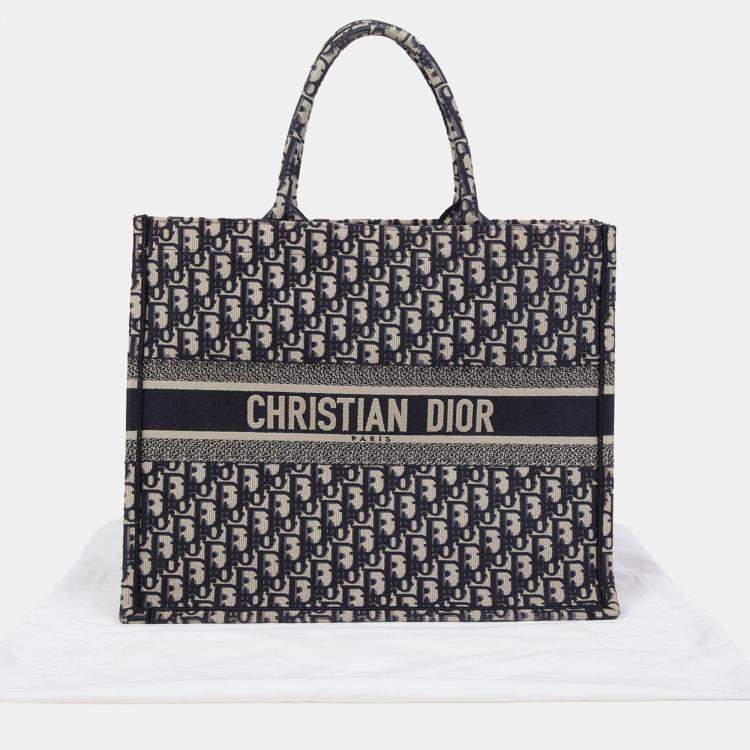 Pre Owned Dior Book Tote Large Blue Canvas Tote Bag