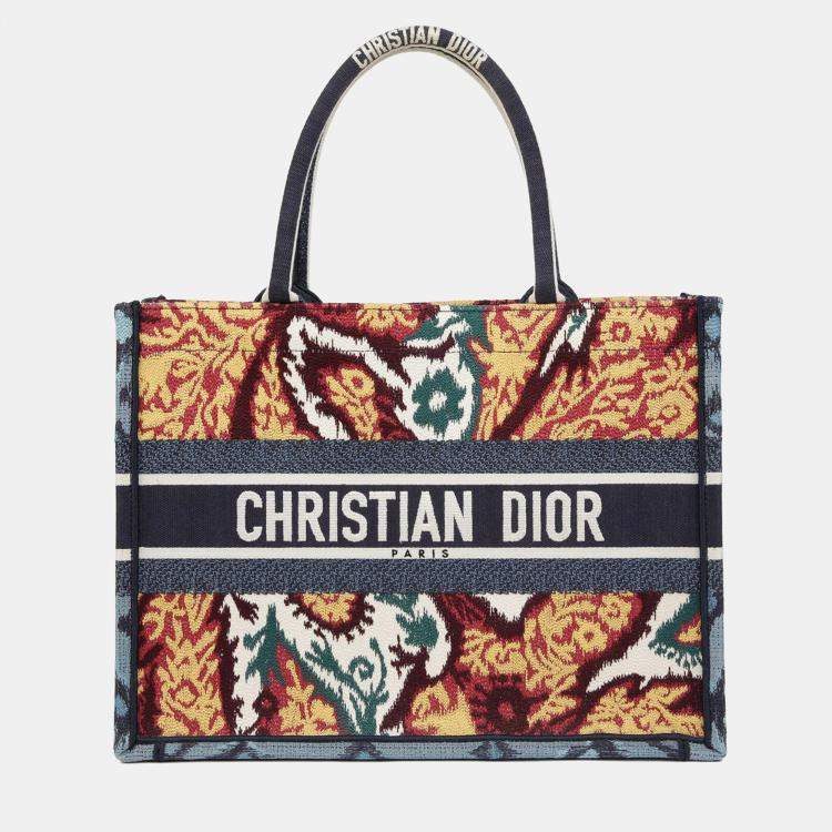 Pre Owned Dior Book Tote Medium Multicolor Canvas Tote Bag