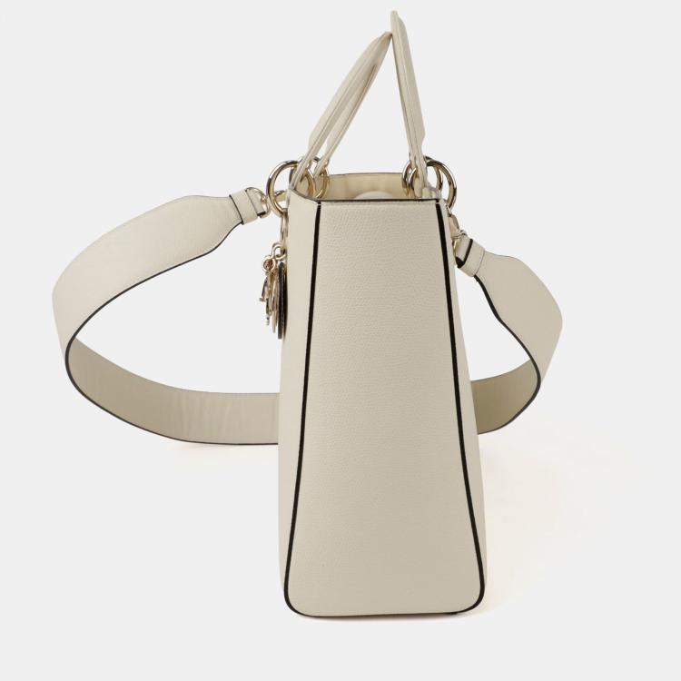 Pre Owned Dior Large White Canvas Tote Bag