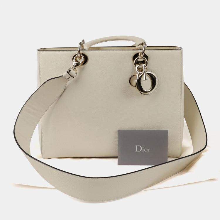 Pre Owned Dior Large White Canvas Tote Bag