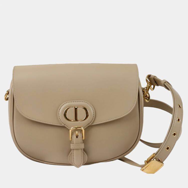 Pre Owned Dior Bobby Medium Beige Leather Shoulder Bag
