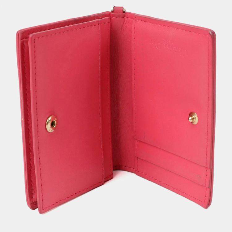 Pre Owned Dior Lady Dior Pink Leather Flap Card Holder